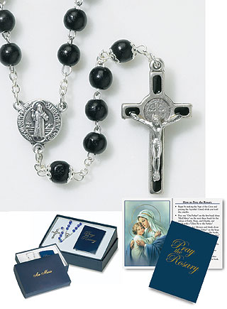 Gift Set with Black Wood Rosary