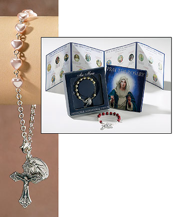 Gift Set with Pink Heart Rosary