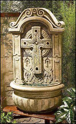 Celtic Cross Fountain for Wall or Table