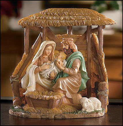 Holy Family Figurine with Stable
