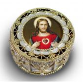 Sacred Heart of Jesus Gold Rosary Box #489-SHJ7