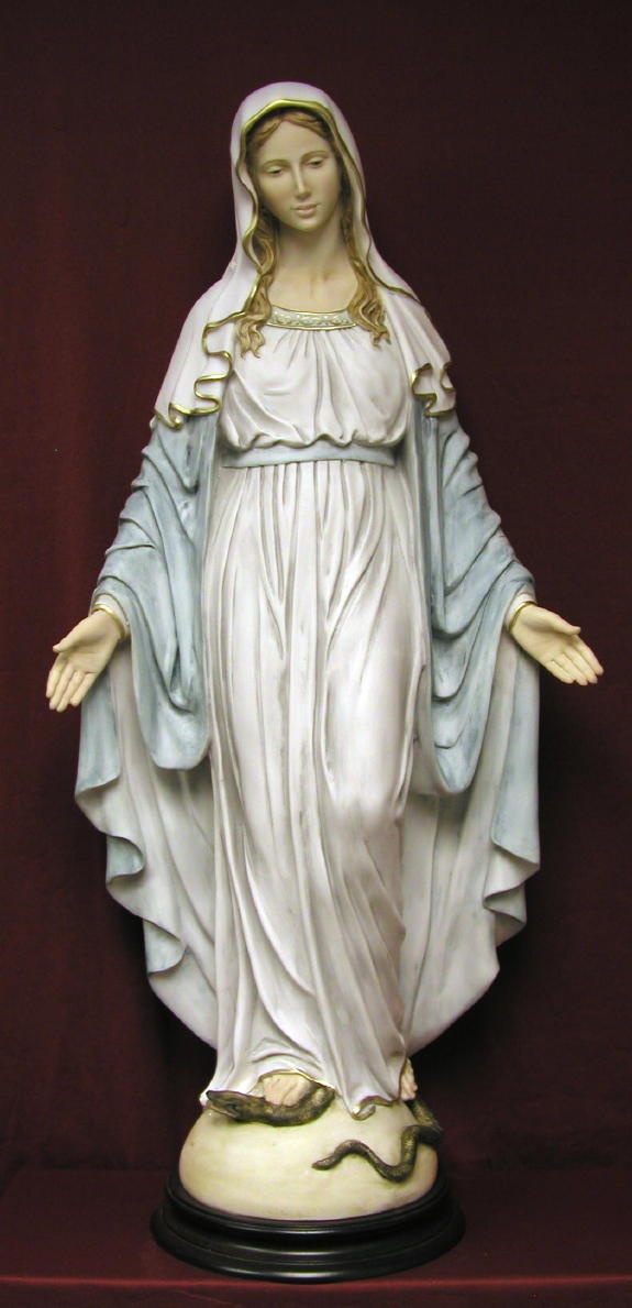 1400-C Lady of Grace, Hand-Painted Alabaster, 36" statue