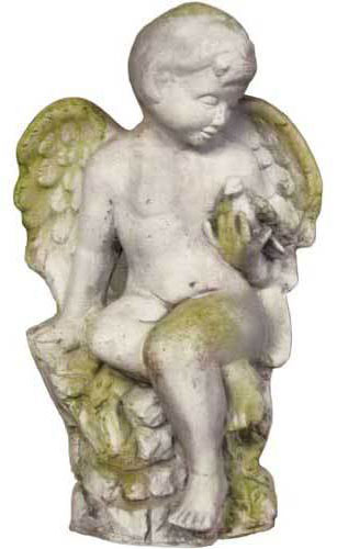 Angel Glancing At Bird 18 Statue