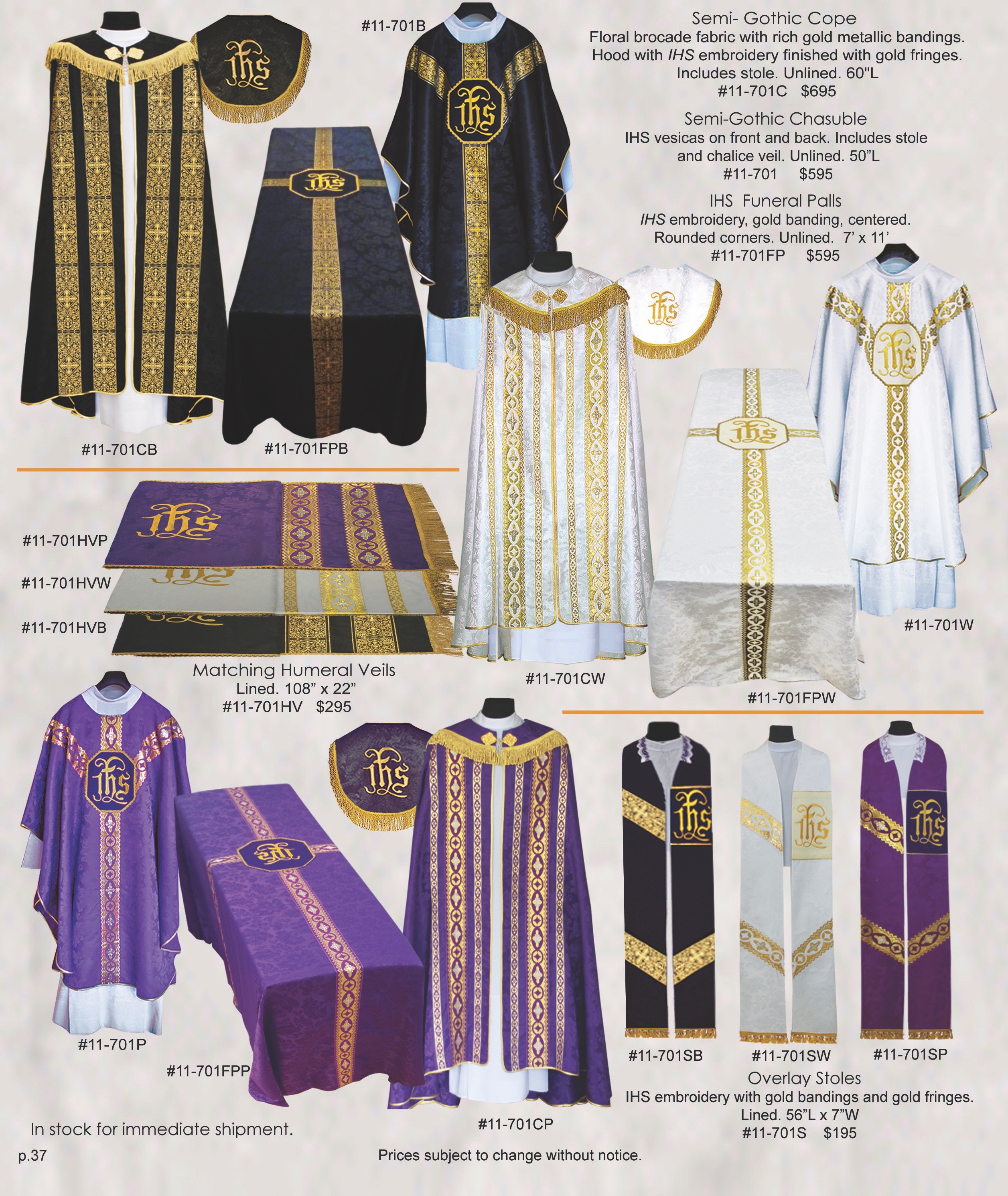 FUNERAL SETS - COPES HUMERAL VEILS STOLES